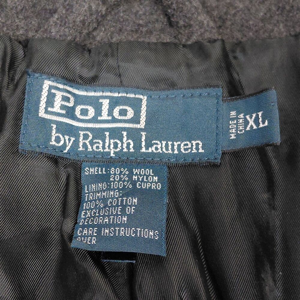 Polo Ralph Lauren Double Breasted Peacoat Mens XL Grey Wool Navy Naval Anchor - Picture 3 of 8